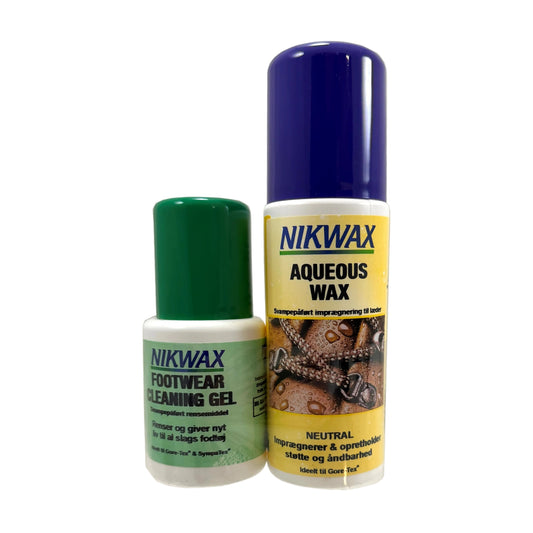 Nikwax - Twinpack Aqueous Wax Sort + cleaning gel - 125 ml./60 ml. | JT-Sport.dk