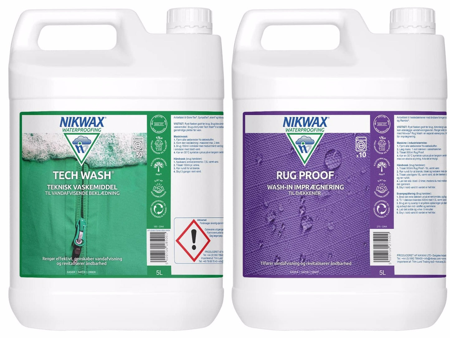 Nikwax - Twinpack Tech Wash/Rug Proof 2 x 5 L | JT-Sport.dk